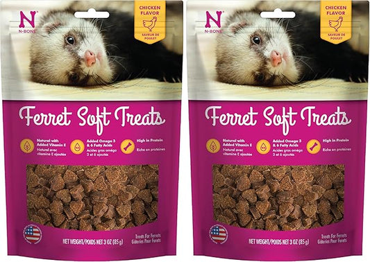 N-Bone 1 Pouch Ferret Soft Treats Chicken Flavor, 3 Oz (Pack of 2)