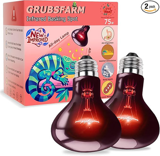 75W Infrared Red Basking Spot Light Bulb – Promotes Growth & Vitality, Heat Lamp for Reptiles & Amphibians, Bearded Dragons, Turtles, Snakes & Chicks, Terrarium & Brooder Heater