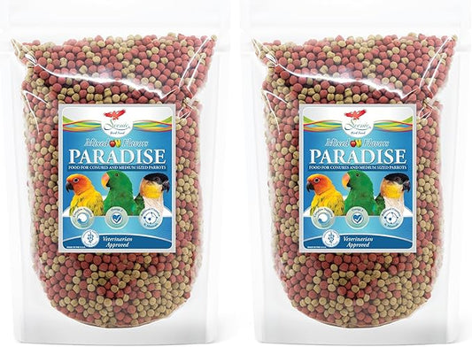 Scenic Mix Paradise Premium Parrot Food - Apple & Natural Flavors, High Protein, Low Iron Conure Bird Food, Eclectus & Other Small Pet Parrots, Omega 3, Vitamins & Minerals, 2 LB (Pack of 2)
