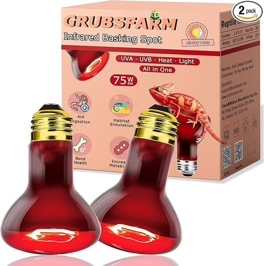 Reptile Red Heat Bulb 75W – Infrared Night Lamp for Lizards and Snakes, 2000H Lifespan, E26 Socket