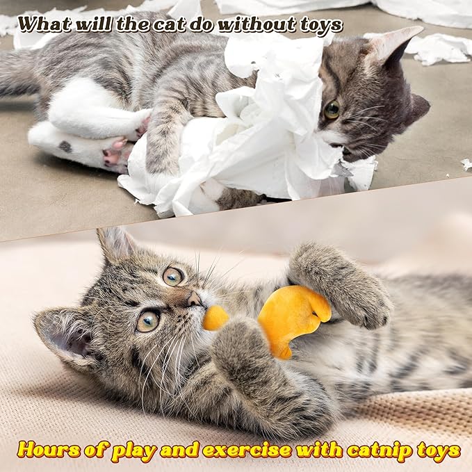 MALLMALL6 Catnip Toys for Cat - 5Pcs Dino Nuggets Cat Toy, Indoor Kitten Chew Bite Kick Dinosaur Chicken Nugget Catmint Interactive Pet Supplies, Cute Pet Gifts for Kitten Lover
