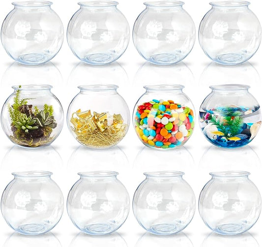Plastic Ivy Bowls - 12 Pack - 16 Oz - Fish Bowl for Drinks, Home Décor, Unbreakable Centerpiece, Carnival Game Accessory, Candy Dishes, Ornament Holder, Party Supplies, Sweet Treats