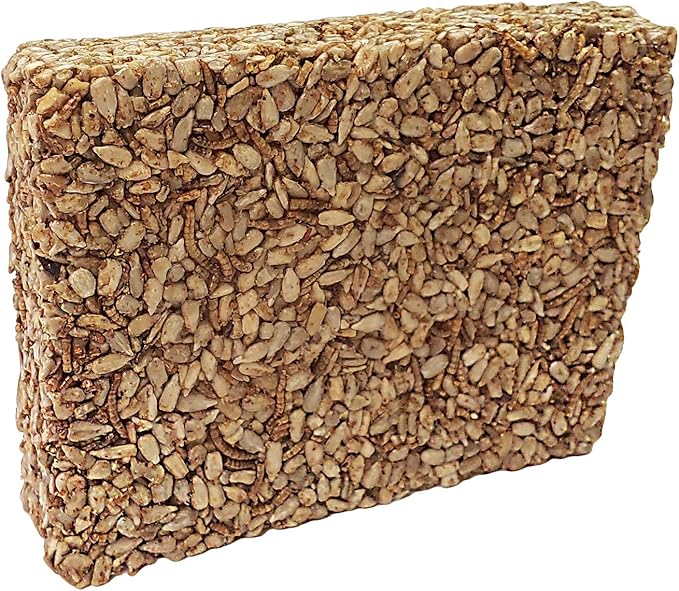 Songbird Treats Seed Bars | 12 Pack of 7 oz Bird Seed Cakes for Wild Birds (Sunny Mealworm)