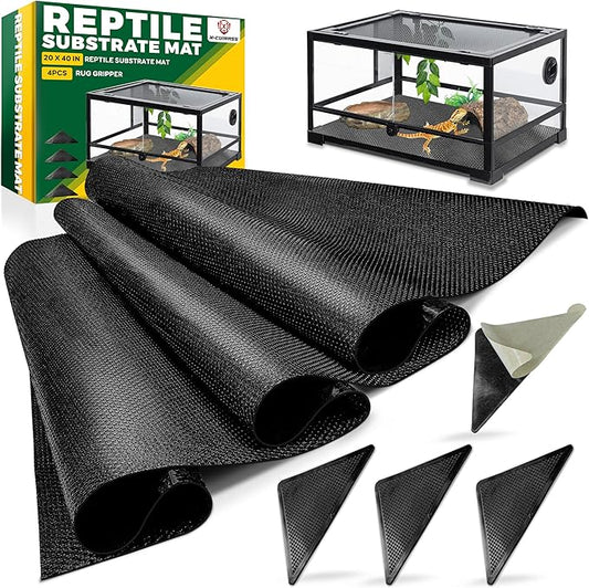 [Premium] 20’’x40” Reptile Substrate Mat with 4 PCS Rug Gripper, Extra Thick & Ultra Comfortable,Non-Slip, Reptile Tank Accessories for Bearded Dragon, Leopard Gecko (not Including Tank)