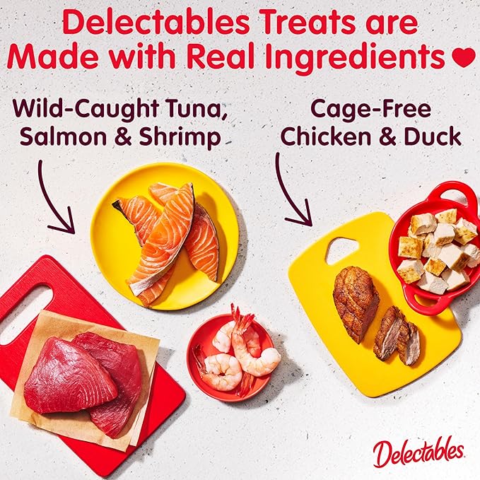 Delectables Squeeze Up Variety Pack, Creamy Squeezable Puree, Lickable Wet Cat Treats, Grain Free, No Added Fillers, No by-Products, No Added Preservatives, 0.5 Ounces Tube, 104 Tubes Total
