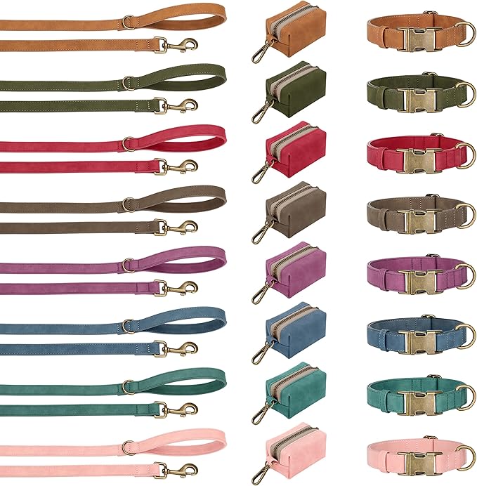 Didog Soft PU Leather Dog Collar, Stylish Quick Released Dog Collars for Large Dogs, Easy Clean Adjustable Pet Collar for Daily Walking, Blue, XL Fit 17-27" Neck