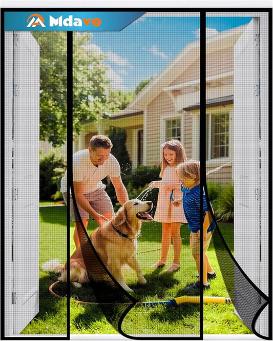Double Door Fiberglass Magnetic Screen Door，Screen Door Mesh，Keep Bugs Out, Heavy-Duty Mesh Curtain,Pet and Kid Friendly, Works with Front Doors, Sliding Doors（72x80 Inch