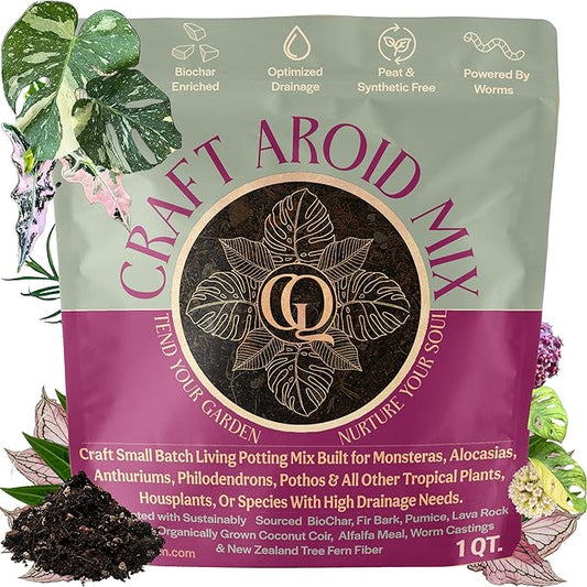 Craft Aroid Potting Mix- Elite Organic Alocasia, Philodendron, Monstera Soil Mix, Chunky, Well Draining Potting Soil for Indoor Plants, All Tropical Plants & Houseplants, Sustainable & Peat Free 1QT
