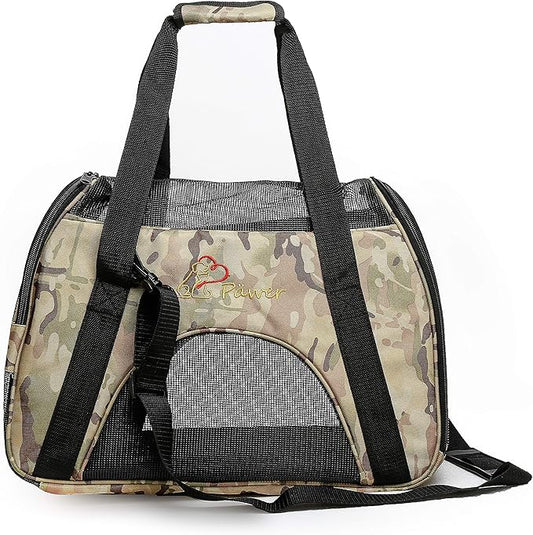 Pawer Soft-Sided Pet Carrier for Cat and Small Dog,Desert Camouflage Pattern,Medium Size,Washable Cloth Airline Approved Travel Tote,with 2 Mesh Opens and a Strap for Carry,Multiple Colors Available